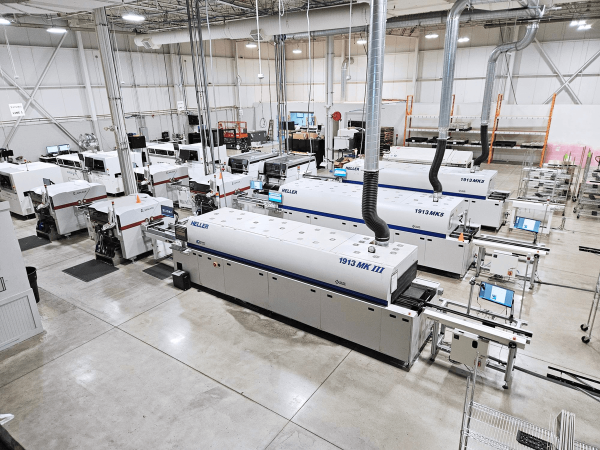 Electronics manufacturing service production floor with automated assembly